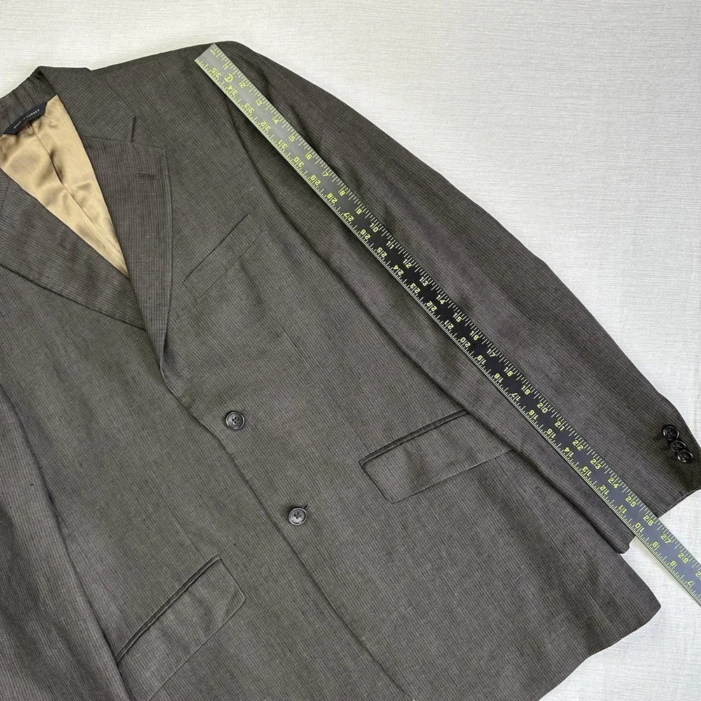 Banana Republic Linen Blazer Sport Coat Slub Men 38R Brown Beige Stripe